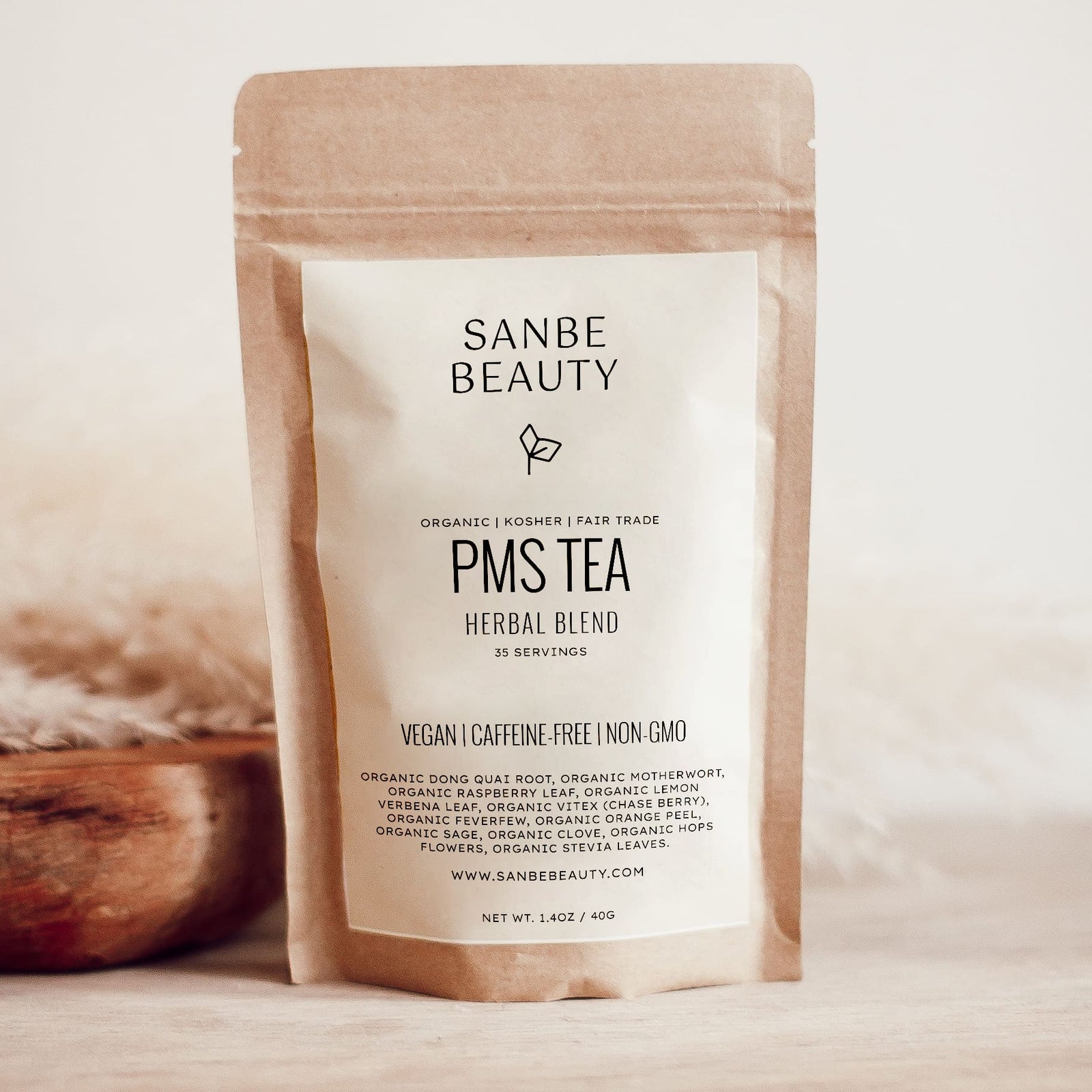 PMS Tea - 100% Organic Herbal, Caffeine Free - loose leaf tea - Sanbe Beauty, LLC